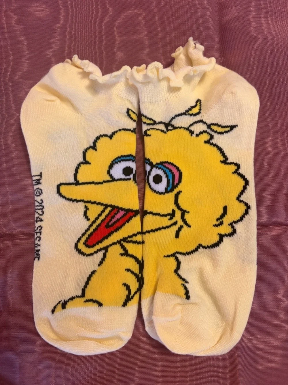 Bioworld NWOT Sesame Street Ankle Socks Blue Cookie Monster & Yellow Big Bird OS
